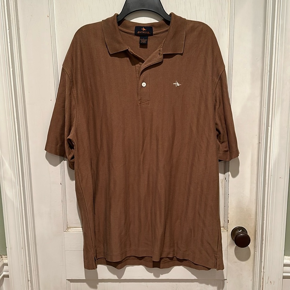 ANTIGUA Copper/Rust colored Golf Polo Shirt Mens L